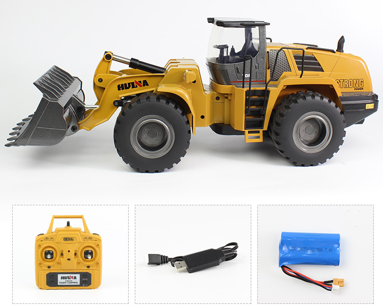HUINA 583 Remote Control Wheel loader, 1:14 Scale Huina 1583 10 Channel 2.4GHz Metal RC Front Loader Bulldozer 3