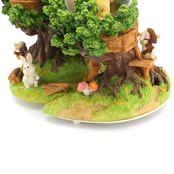 "Our Tree House Base"- Children's fairy tale tree house scene Snow Globe Music Box (Musical Box Water Globe / Snow Domes Christmas Collection)
