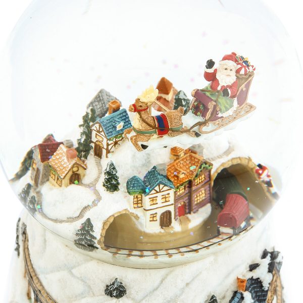 "Jingle bells" Flying Santa Claus and Christmas Train Snow Globe Music Box (Musical Box Water Globe / Snow Domes Christmas Collection)