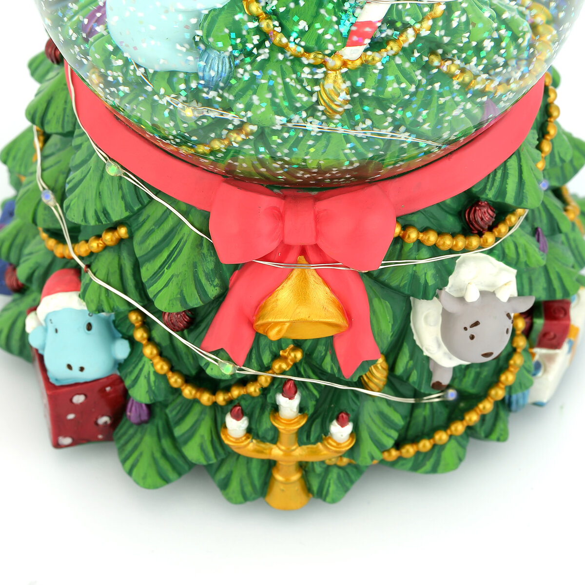 uniqicon LED Christmas Tree Music Box in Glass Dome with Santa Claus, Snowflakes  Decorations Tree Present