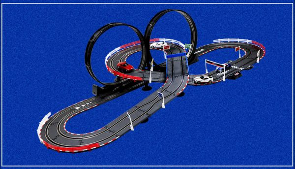 "3D Track Layout"- 6 Meters Track Length, Top-Racer AGM TR Series (TR-01) Slot Car Racing Set Kits. (1:43 Scale Indoor racing car toy)