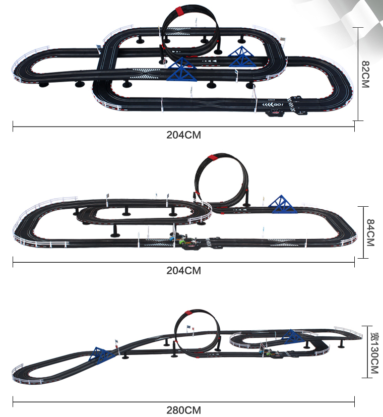 -"Slot Car Racing Set Kits"- 10 Meters Top-Racer AGM TR Series (TR-08) Slot Car 3 Kinds Track Layout Set, (Educational Toys, Design and build remote control toy car track) 1