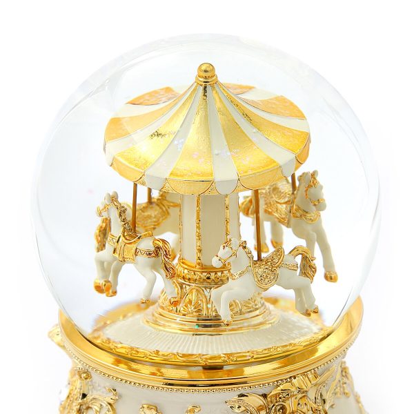 Gorgeous golden Carousel Music Snow Globe, Classical pattern decoration, (Musical Box Water Globe / Snow Domes) For Decorative Collectibles, Gifts / Present.