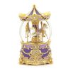 Romantic Purple Color Carousel (Merry-Go-Round) Music Snow Globe, Classical golden pattern, Inlaid with sparkling "Crystal Diamonds”, Globe Automatic snow With light, (Musical Box Water Globe / Snow Domes) For Decorative Collectibles, Gifts / Present.