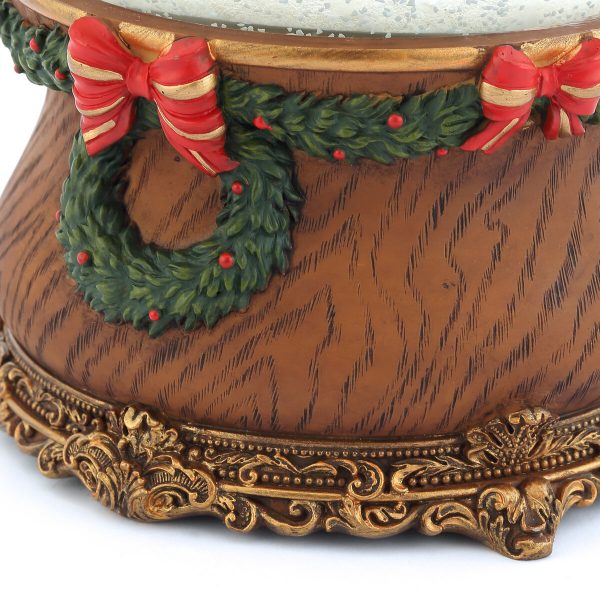 Santa claus riding reindeer christmas sleigh & Green Christmas tree classical Music Snow Globe (Musical Box Water Globe / Snow Domes Christmas Collection)