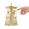 luxurious Gold Color Carousel (Merry-Go-Round) Music Snow Globe Automatic snow With light, (Musical Box Water Globe / Snow Domes) For Decorative Collectibles, Gifts / Present.
