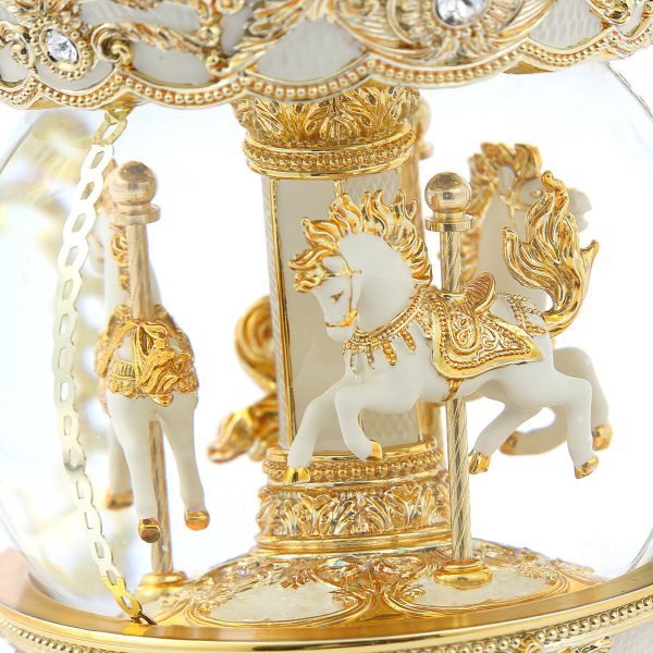 luxurious Gold Color Carousel (Merry-Go-Round) Music Snow Globe Automatic snow With light, (Musical Box Water Globe / Snow Domes) For Decorative Collectibles, Gifts / Present.