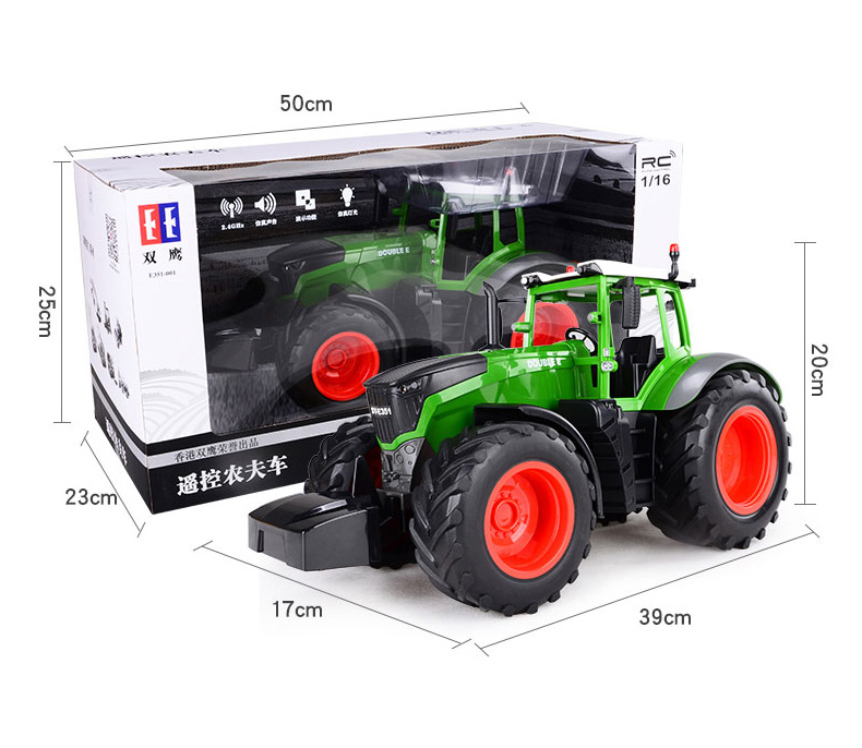 RC Farm Tractor Toy & Tractor Dump Trailer & Twin-Rotor Rotary Rake Electric Remote Control Farm Toy. (Agricultural Machinery, Equipment Scale Model, Farm Vehicle Toy) 1