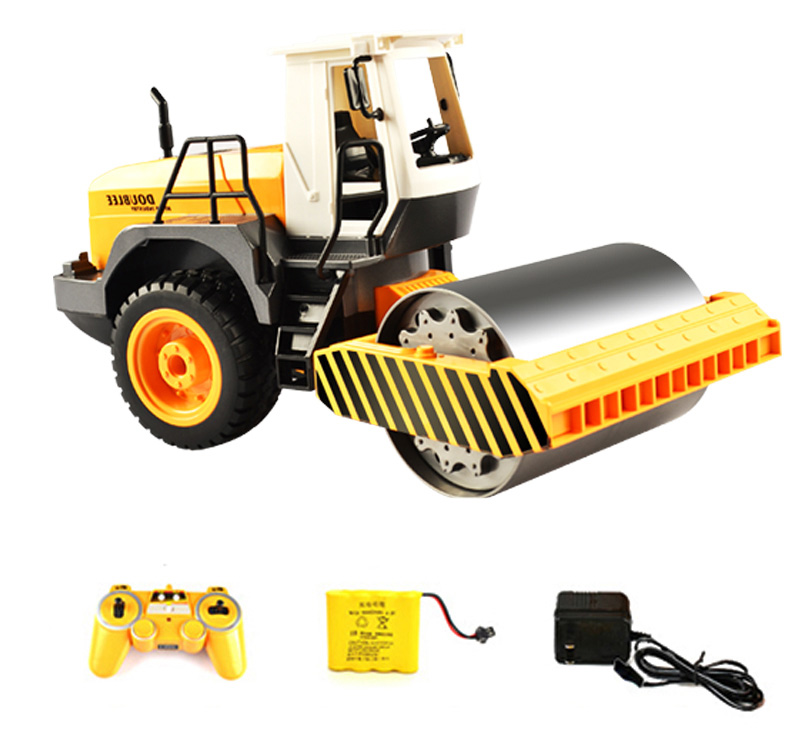 Simulation RC Single Drum Road Roller Toy, Electric Remote Control Construction Vehicle (Construction Equipment, Construction Machinery, Sand Game Toy, Outdoor children's beach toy) 2