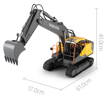 "3 in 1" Volvo Remote Control Excavator, 1/16 RC Excavator Electric Toy With Hydraulic Hammer, Excavation Shovel, Excavation Grab. 1