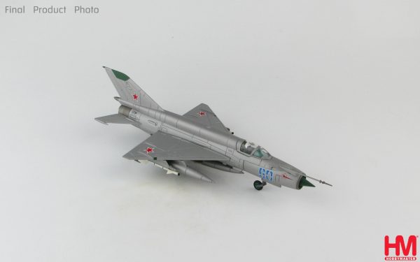 Hobby Master Collector 1/72 Air Power HA0196 Soviet Air Force Mikoyan-Gurevich MiG-21 Jet Fighter & Interceptor Aircraft, MIG-21SMT Blue 60, 296 IAP, Soviet AF, 1980 (Military Airplanes Diecast Model, Pre built Aircraft Scale Model)