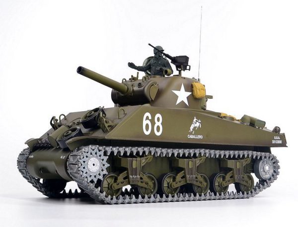 Heng-Long 3898-1 M4A3 Sherman RC Tank Metal Track, Metal Sprocket Wheel, Metal Guide Wheel, Metal Gearbox Edition, World War II United States Medium Tank M4 Sherman 1/16 Scale Model Remote Control Tank (Toy Tank, Military Vehicle Toy)