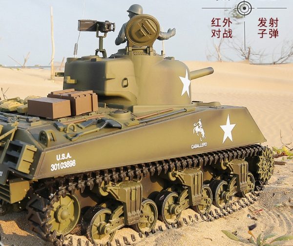 Heng-Long 3898 M4A3 Sherman RC Tank Basic Plastic Parts Edition, World War II United States Medium Tank M4 Sherman 1/16 Scale Model Remote Control Tank (Toy Tank, Military Vehicle Toy)