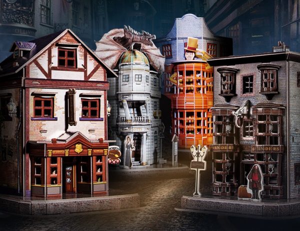 Harry Potter Diagon Alley Paper Jigsaw Puzzle, Weasley's Wizard Wheezes, Quality Quidditch Supplies, Ollivanders Wand Shop, Gringotts Bank. birthday present, Christmas gifts, Children's Day gifts.