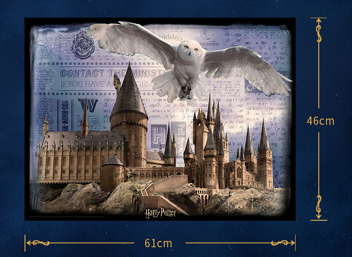 "Hedwig flew over Hogwarts Castle" 3D Lenticular Printing Image, 500 Pieces Harry Potter Owl Movie Classic Shot Jigsaw Puzzle, Cubicfun Toys (Cubic-Fun E1615H) 3D-look Paper Puzzles, Harry Potter Fans Collecting Mural 1
