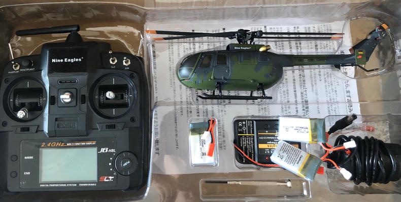 RTF Nine Eagles Solo Pro 135 MBB Bo-105 Light Utility Helicopter RC Scale Model, (Green Germany Army Military Paint, 4 Blades, 6CH, 2.4GHz, 3D Aerobatic Maneuvers RC Heli) 1