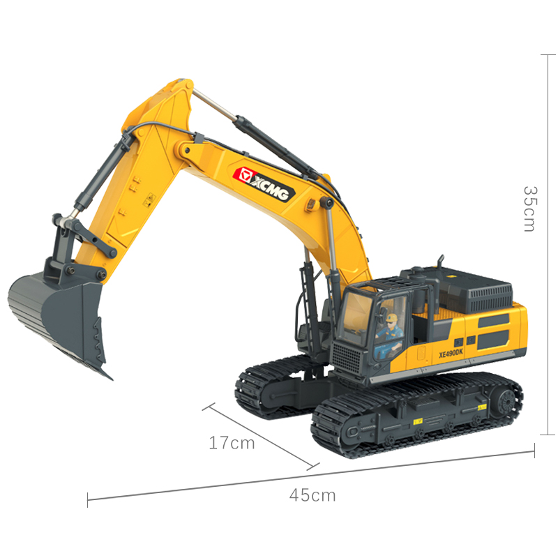 1:18 Scale XCMG XE490DK Crawler Excavator Radio Remote Control Scale Model, Child Earthwork Operations Game RC Excavator. Playing with Sand Construction Vehicles Toy, Heavy Equipment Machinery Toy 1