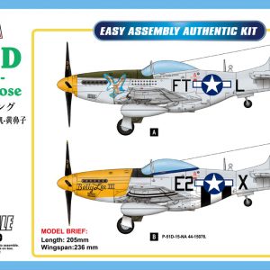 (Trumpeter) Hobby-Boss 85808 Plastic Scale Model Kits, 1/48 "P-51D Mustang - Yellow Nose" Model Building Kits. United States Air Force North American P-51 Mustang Fighter & Fighter-Bomber Model Building Kits, Military Aircraft, Airplane Plastic Model Making Kit.