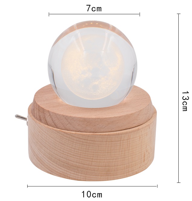 Planet Bubblegram Music Box, Laser Glass Sculpture of Moon, Vitrography Moon Laser Crystal Ball Musical Box, 3D Crystal Engraving Flowers Projection Lamp Music Box. (New Year Gifts, Christmas Gifts, Holiday Gifts, Night Light for Bedroom Decor) 1