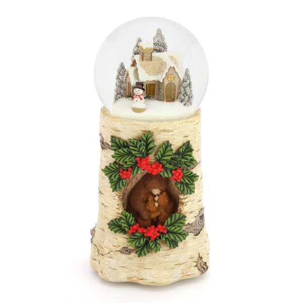 Warm & Sweet Musical Water Globe, "Cute Baby Bear and Mother at their Tree Hole Home, Winter, Christmas, Snowman, Village" Snow Globe With light (Snow Domes, Snowstorm) Lovely Gift, New Year Gifts, Winter Gifts, Christmas Gifts. Best For Decorative Collectibles