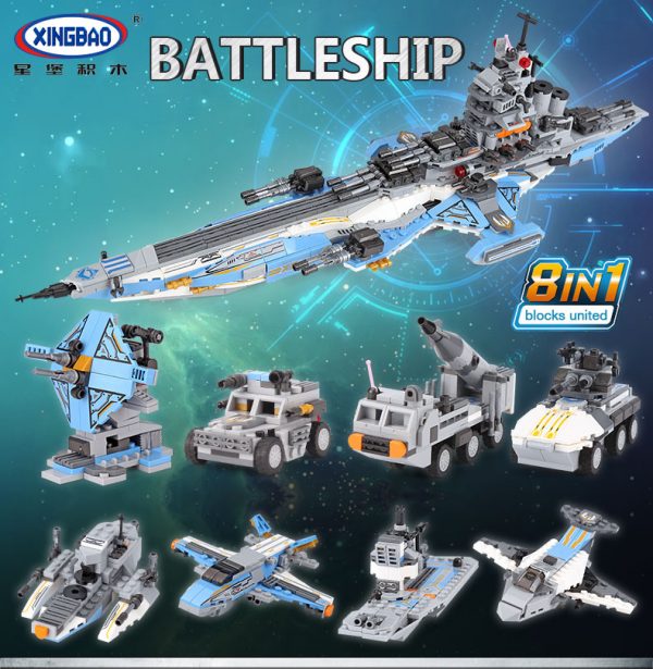 Super Universe Battleship Building Bricks Toy Set, 8 in 1 Series Building Blocks, 25 Shape Available Stem Creative Toys 8