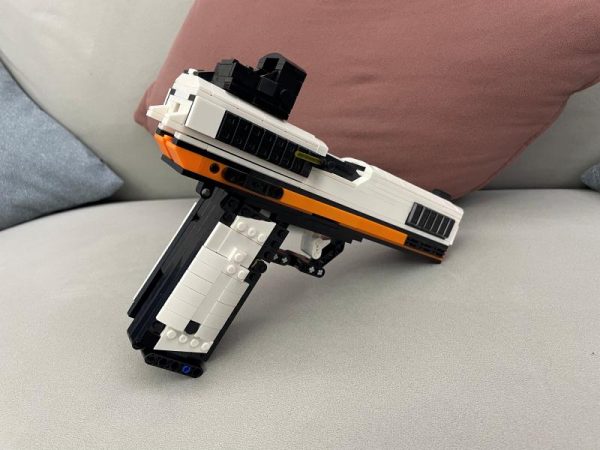 DIY Glock G18 Gun Scale Model, G18 Fully automatic 9mm pistol MOC Custom Bricks, Technology Compatible Building Blocks, Asiimov Sci-fi camouflage G18 With sight Workable Adult toy pistol gift