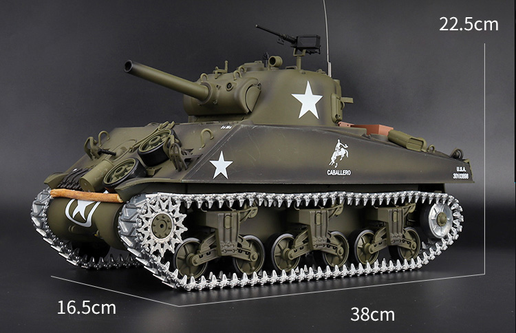 WWII American Remote Control Tank, M4 Sherman Radio Control Tank, Heng Long 3898-1 M4A3 Sherman RC Tank with Metal Tracks 6