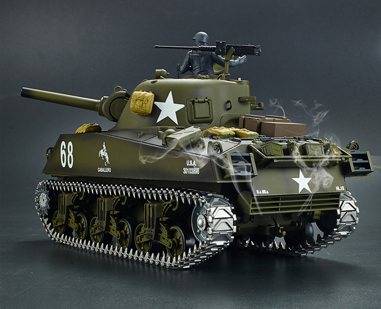 WWII American Remote Control Tank, M4 Sherman Radio Control Tank, Heng Long 3898-1 M4A3 Sherman RC Tank with Metal Tracks 3