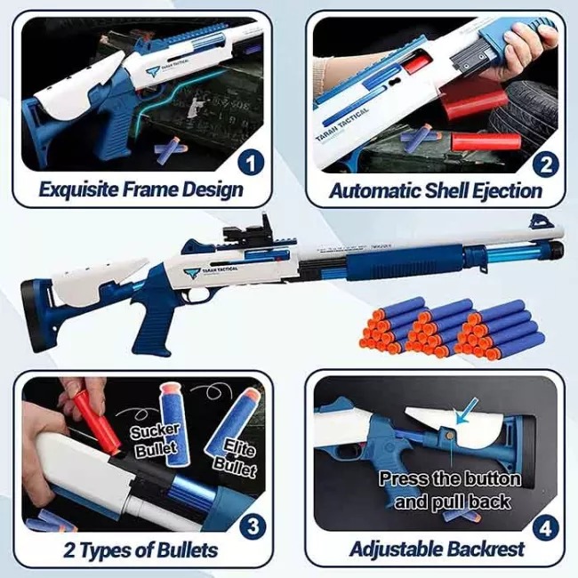 UDL XM1014 Shotgun Foam Dart Gun, Toy Foam Blasters Shell Ejecting Shotgun, Nerf War Gun Game, Soft Foam Bullet Toy Gun