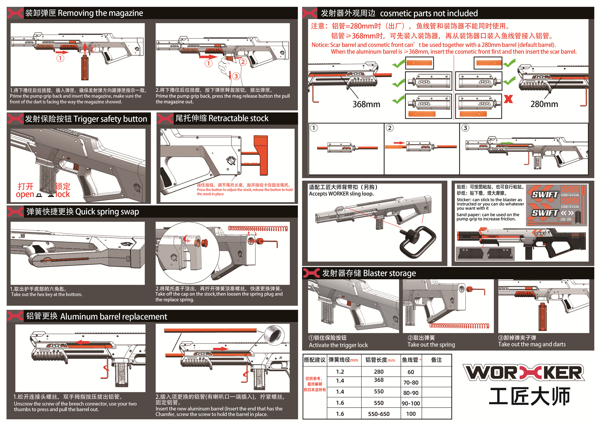 Worker Mod DIY Nerf Gun, Worker Swift Foam Dart Blaster, Foam Dart Soft Bullet Toy Gun, Sci-fi Toy Gun, Precision Nerf Sniper Rifle