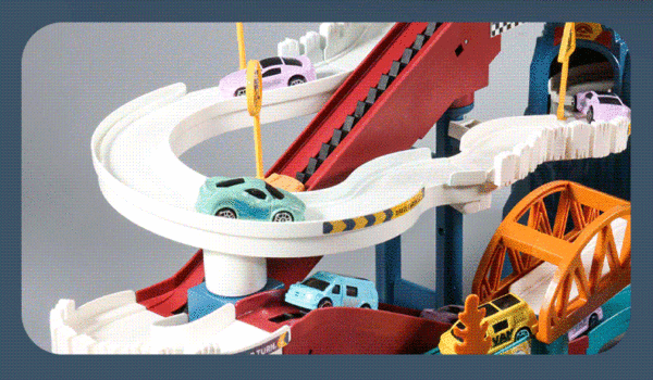 Dinosaur Theme Kids Garage Toy Set, Hot Tyrannosaurus Rex Car Track Set Wheel Amazing Adventure Mountain Road With Play Mat 9