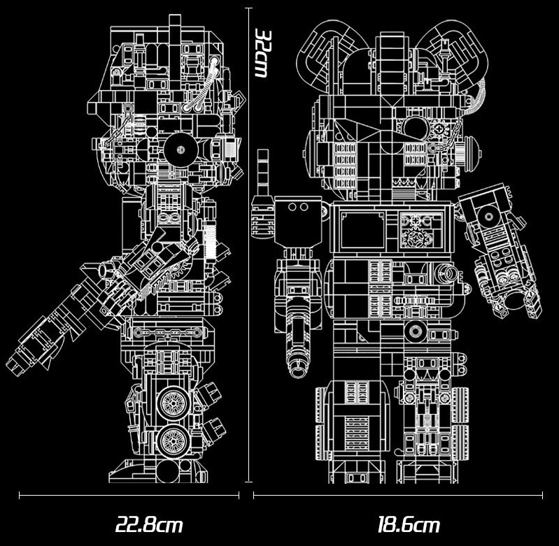 Bearbrick Optimus Prime Violent Bear Building Blocks, Violent Teddy Bear toy, Violent Bear Optimus Prime Perspective Version