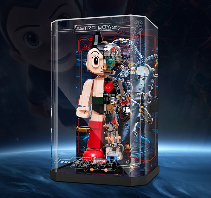 Plexiglass transparent display box for Astro Boy 70th Anniversary building blocks. Iron-armed Astro Boy Acrylic dust protection cover