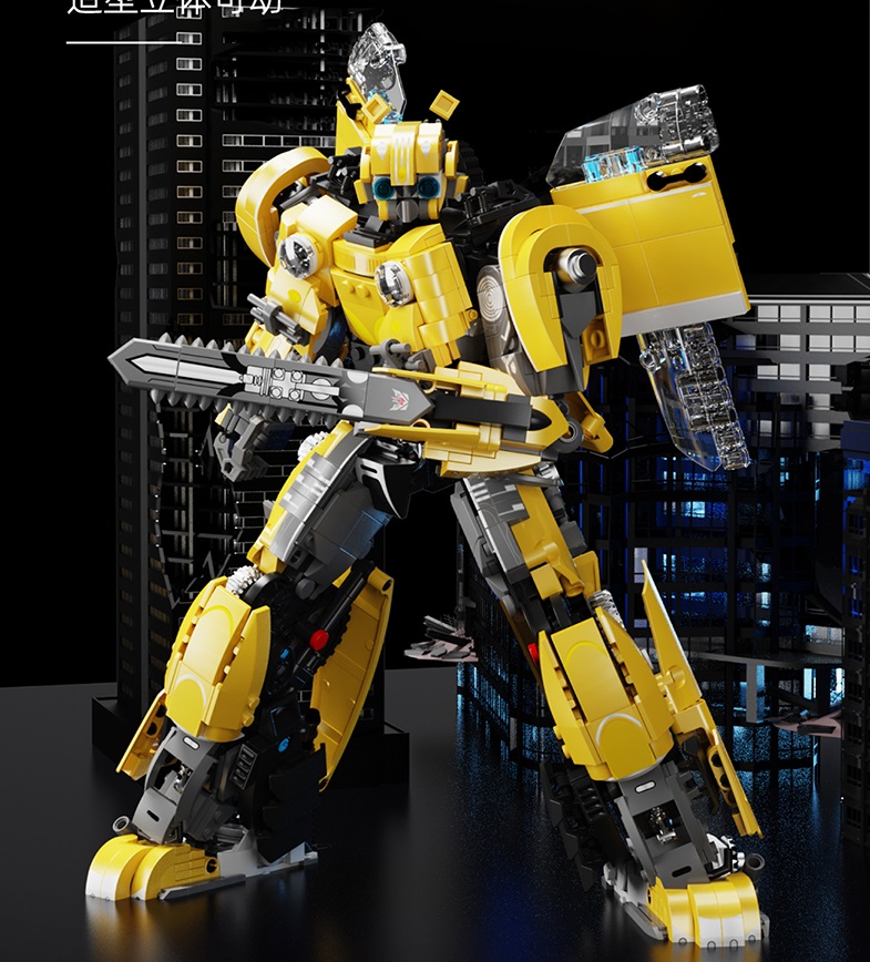 1932+ PCS Transformers Autobots Bumblebee Building Block Toy, With weapon platform base