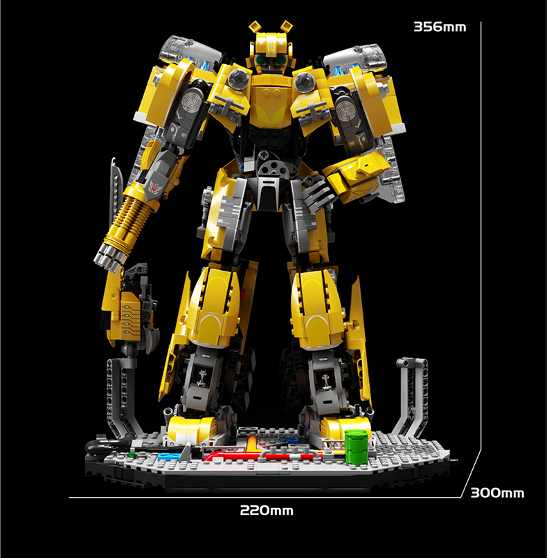 1932+ PCS Transformers Autobots Bumblebee Building Block Toy, With weapon platform base