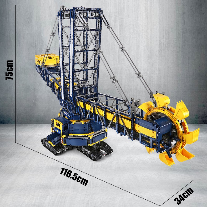 Extra Large 1.2 Meter Bucket Wheel Excavator Building Block Set, Remote-controlled giant earth-moving machines toy, RC Bucket Wheel Excavator building toy