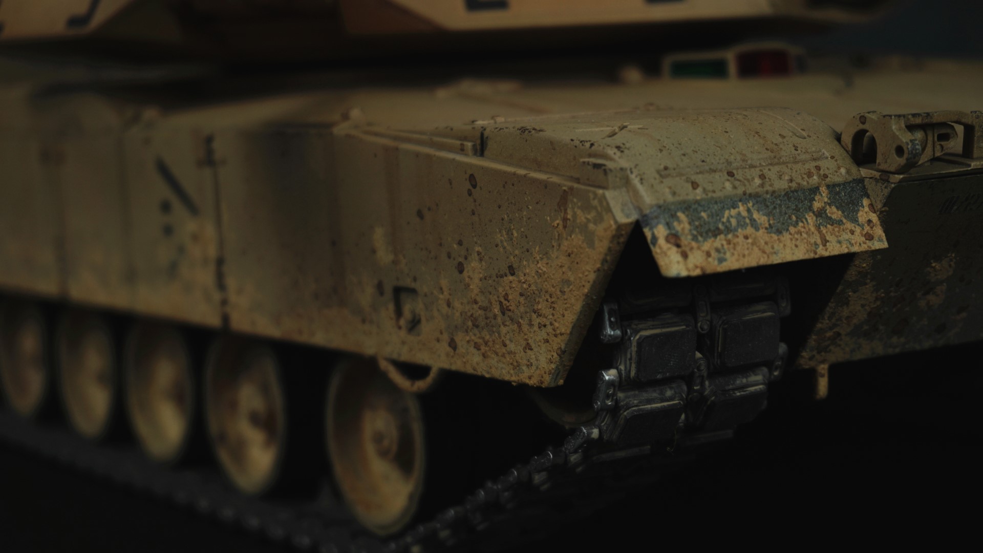 "Monster B" Abrams Custom Weathered Paint, M1A2 Remote Control Model Tank Custom Skins, Tank Barrel Tattoo With 6 Kill Rings & "Monster B" LOGO
