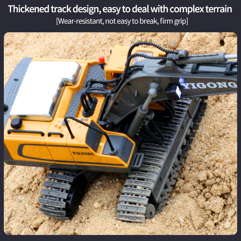 11 Channel Full Functional Remote Control Excavator, RC Digger Tractor with LED Sound, Crawler Truck Toys, RC Excavator Toys Gift, Sand Toys