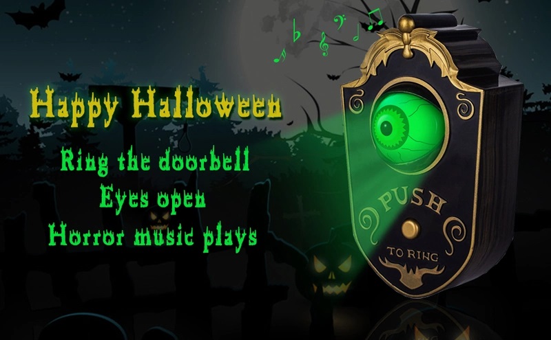 Free shipping Vampire Giant eyeball doorbell, fun toy, prank toy, Scary Green eyeball doorbell toy.