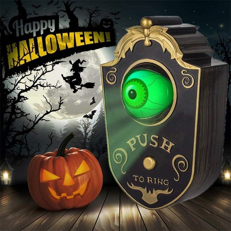 Halloween One-eyed Doorbell Decoration, Halloween Glowing Monster Eyeball Doorbell