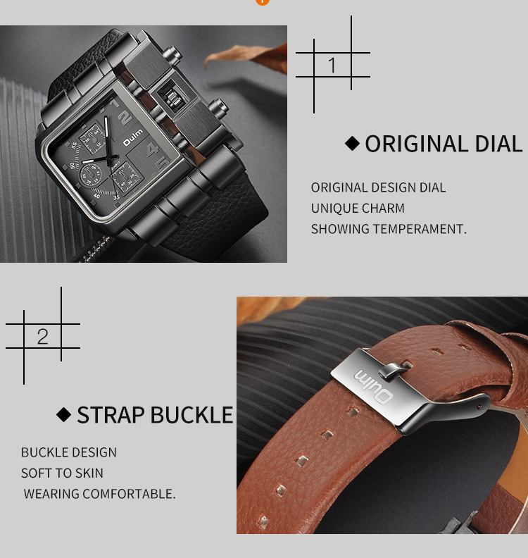OULM 3364 large dial quartz men's watch, casual belt personality men's watch, Gifts for boys, gifts for husband, birthday gifts for boyfriend