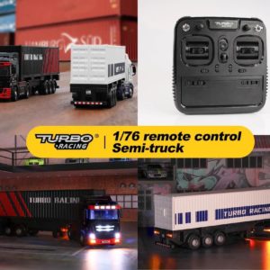 Turbo Racing 1:76 C50 Remote Control Semi Truck Trailer RC Truck, Semi Container Truck, Tractor Toy Trailer Heads Truck, Model Semi Truck, RC Car Toy