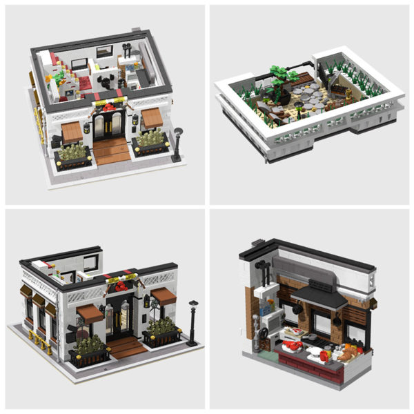 3826 PCS MOC European seafood restaurant Western food lobster restaurant hotel building street scene model assembly building blocks toys - Image 3