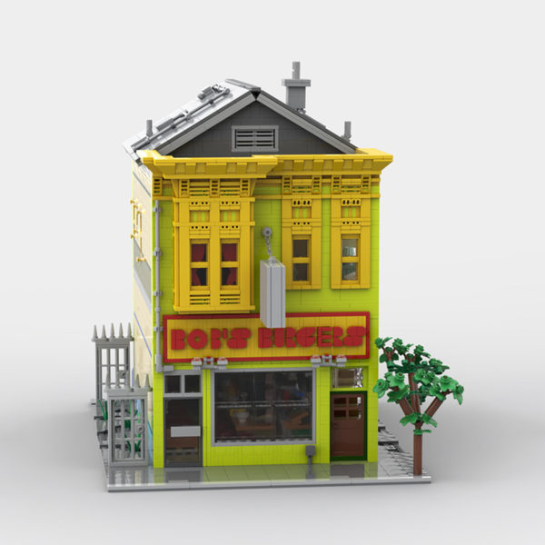 4699 PCS MOC animation Happy Burger Shop Bob's House Restaurant House Building Model Assembled Building Blocks Toys - Image 5