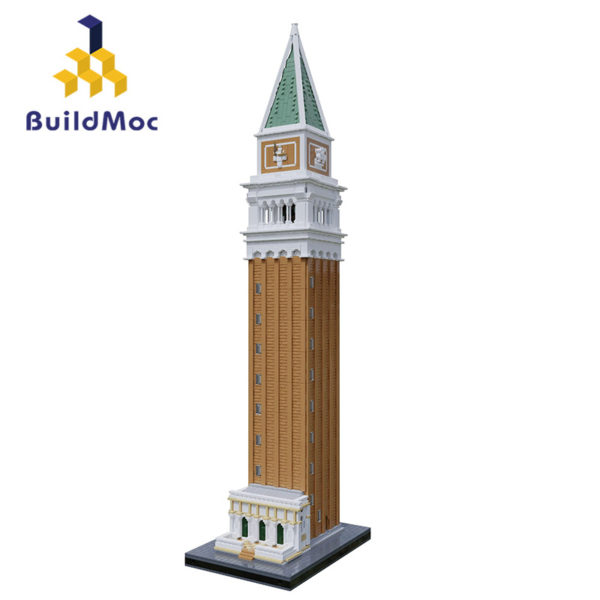 4184 PCS MOC assembly building block toys Italy Venice St. Mark's bell tower landmark building street scene model