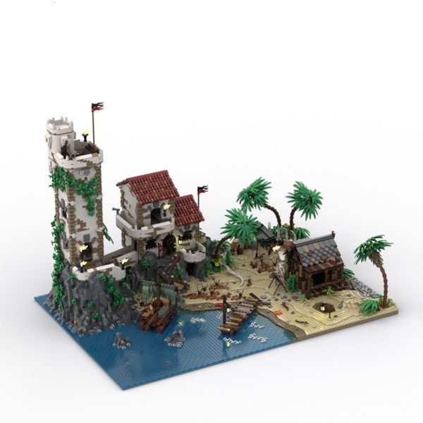 8104 PCS MOC assembly building blocks toys Barracuda Bay Pirate Island Harbor Island Base Watchtower Scene Assembly Model