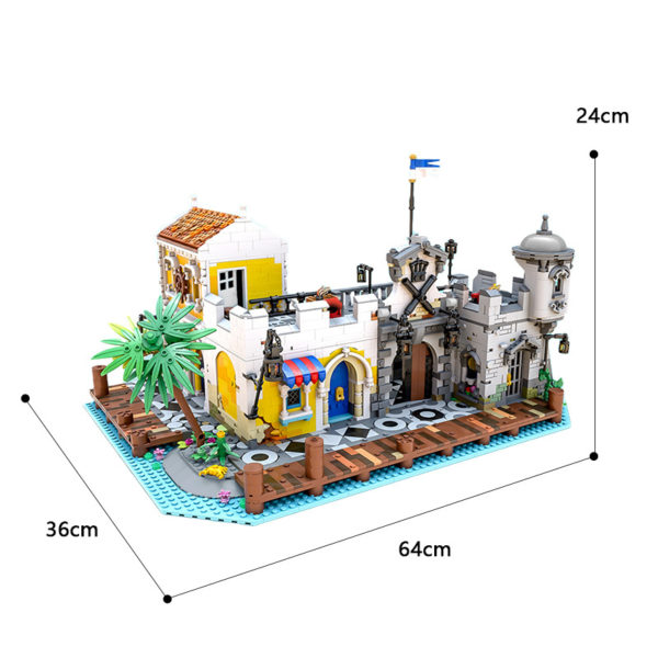 3894 PCS MOC assembly building blocks toys European port town seaside castle town resort building street scene - Image 2