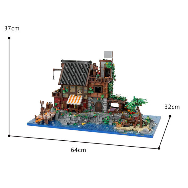 8629 PCS MOC assembly building blocks toys pirate Van Dyke Island base stronghold pier shelter building street view - Image 2