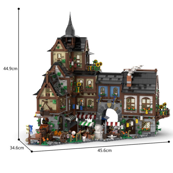 4698 PCS MOC building block toys European medieval town center city town market building street scene - Image 2