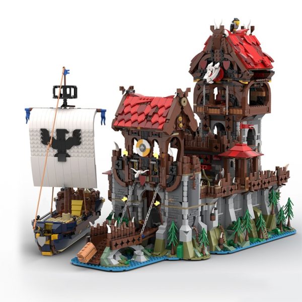 4984 PCS MOC building block toys medieval castle wolf tower and sea snake ship pirate island building model